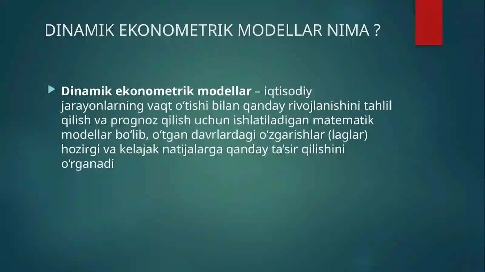 Dinamik ekonometrik modellardan foydalanish 3