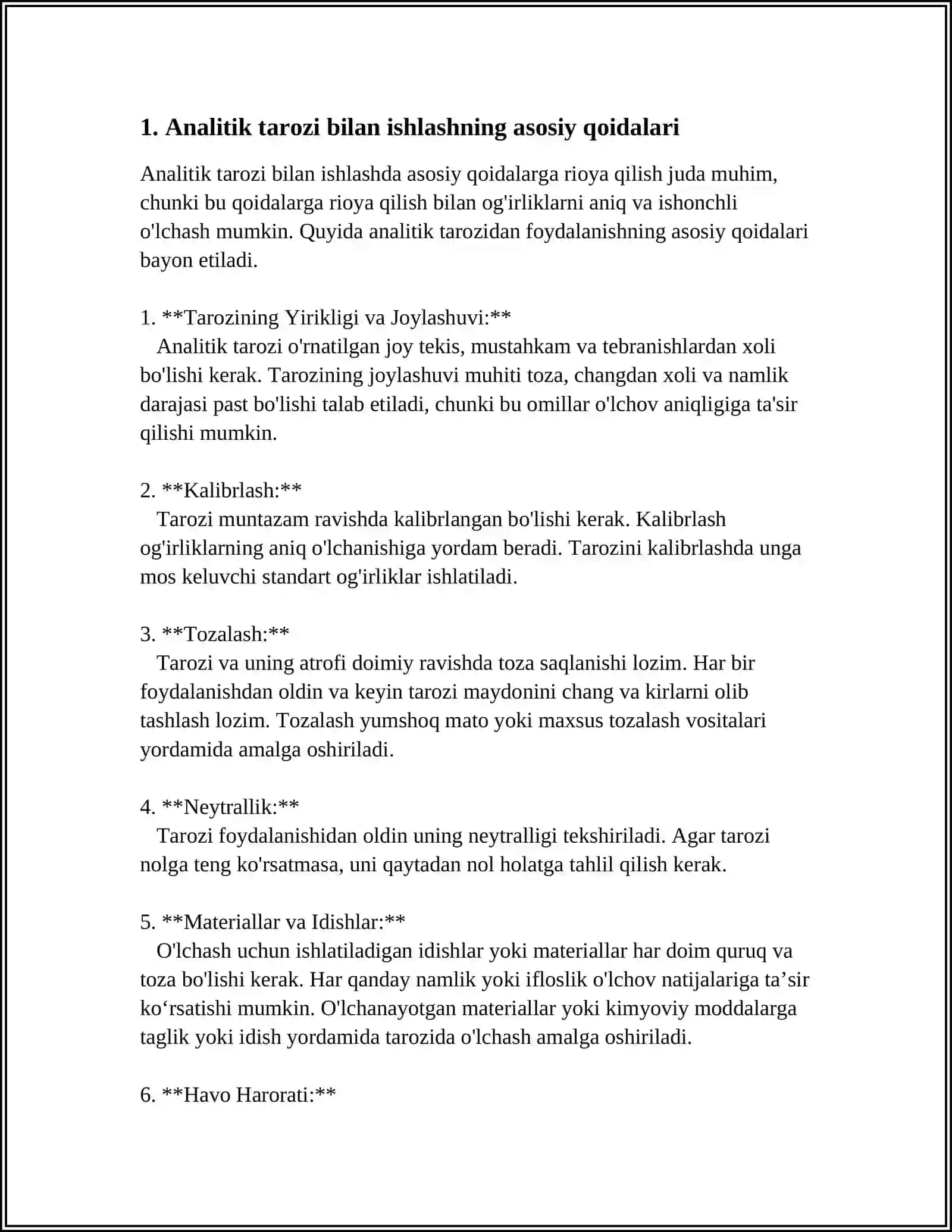 ANALITIK TAROZI BILAN ISHLASH.OLCHOV IDISHLARINI HAHMINI ANIQLASH 3