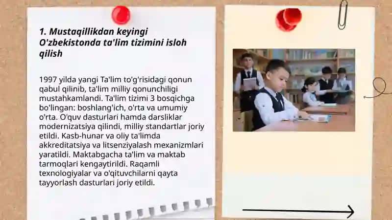 Mustaqillikdan keyingi O'zbekistonda ta'lim tizimini isloh qilish 3