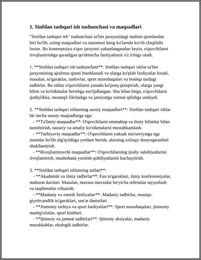 BOSHLANG'ICH SINFLARDA SINFDAN TASHQARI ISHNI TASHKIL ETISH QILISH TURLARI VA SHAKLLARI: KREATIV YONDASHUVLAR 3