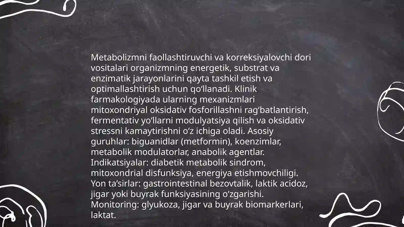 Metabolizmni faollashtiruvchi va karreksiyalovchi dori vositalarining klinik farmakologiyasi 3