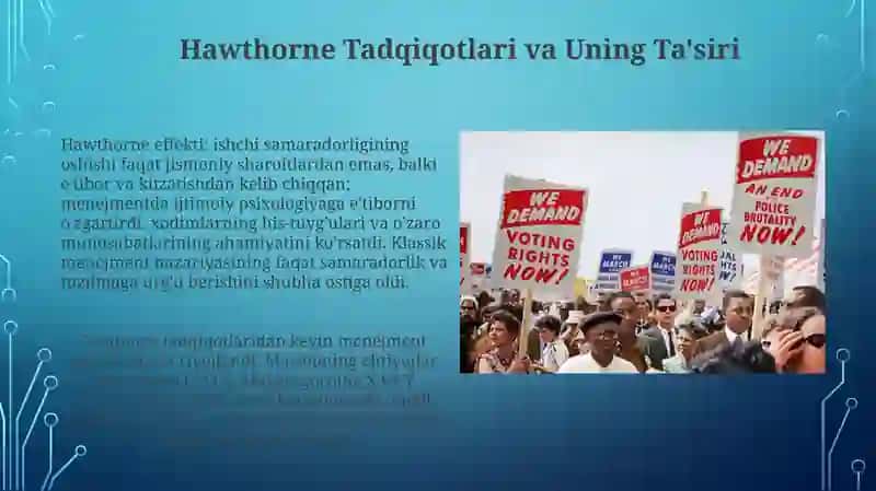 Hawthorne Tadqiqotlari va Uning Ta'siri 3