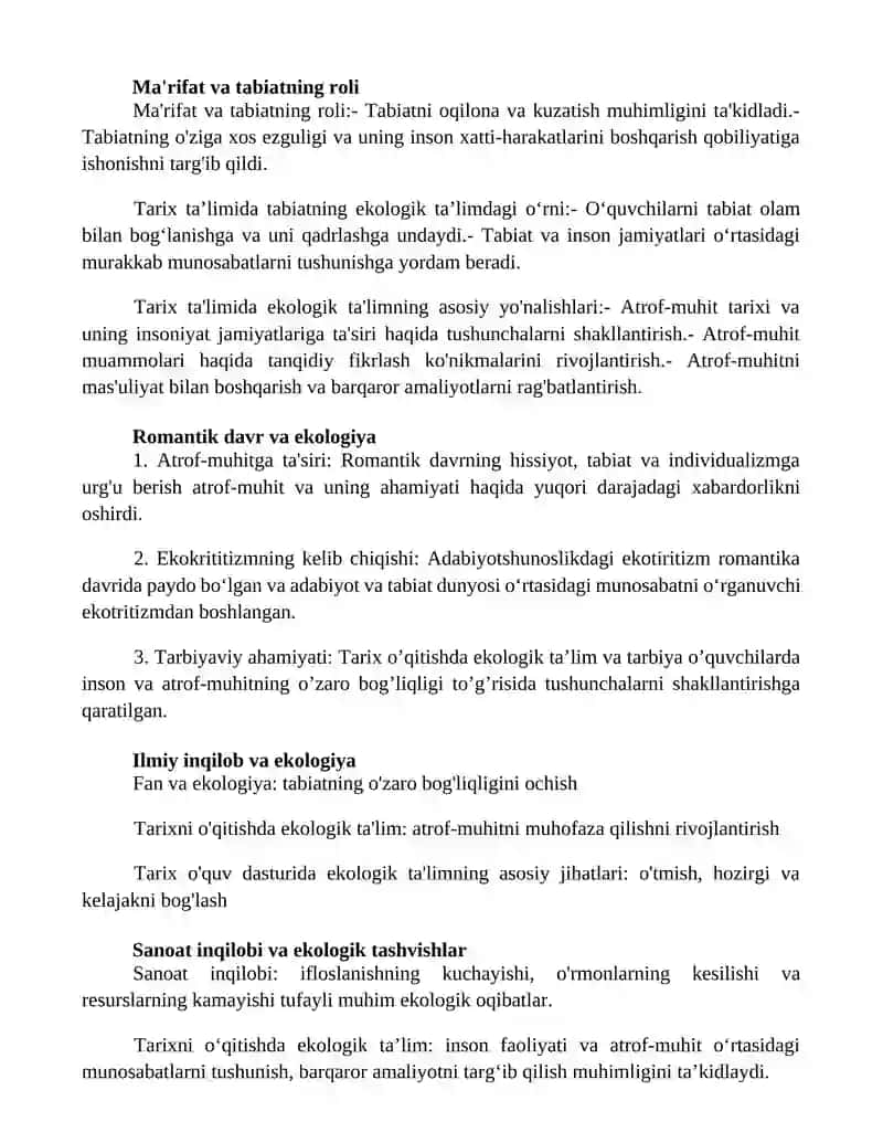 Tarix OʻQitishda Ekologik TaʼLim Tarbiyasining Asosiy YoʻNalishlari 3