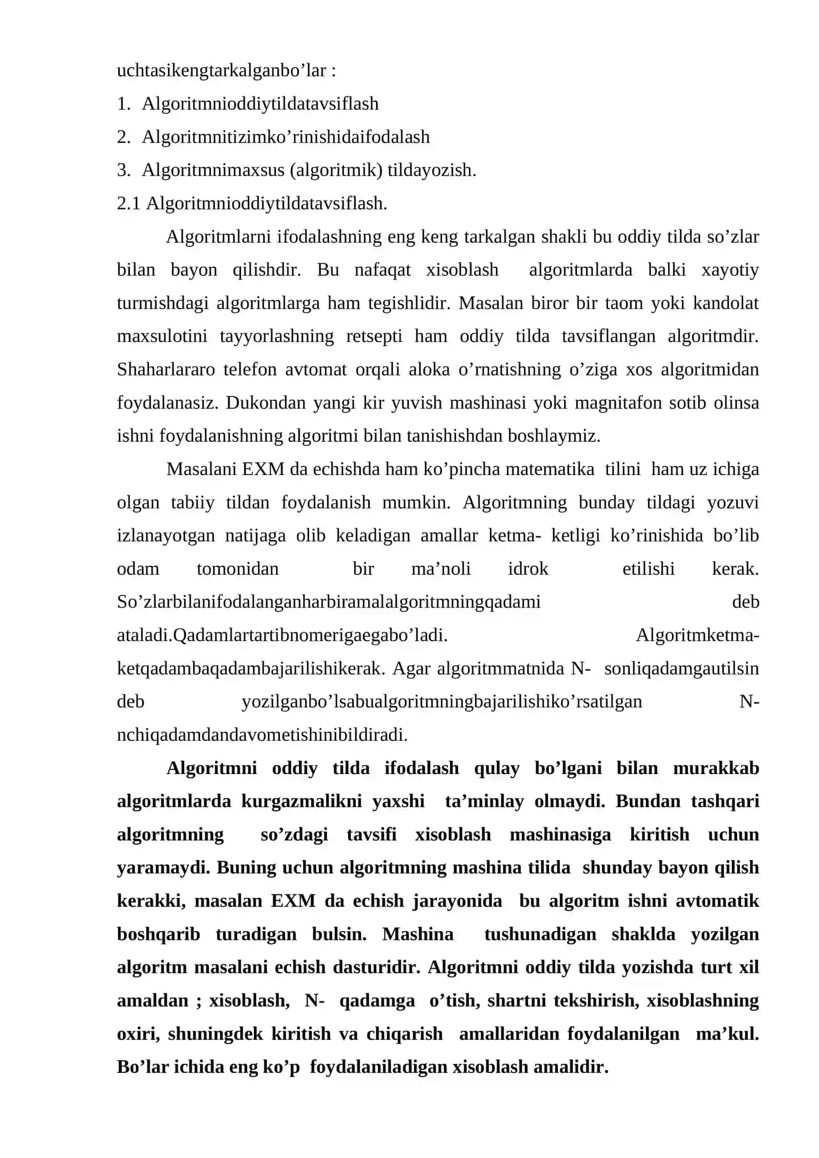 Algoritmning xossalari, yozilish usullari va turlari 3
