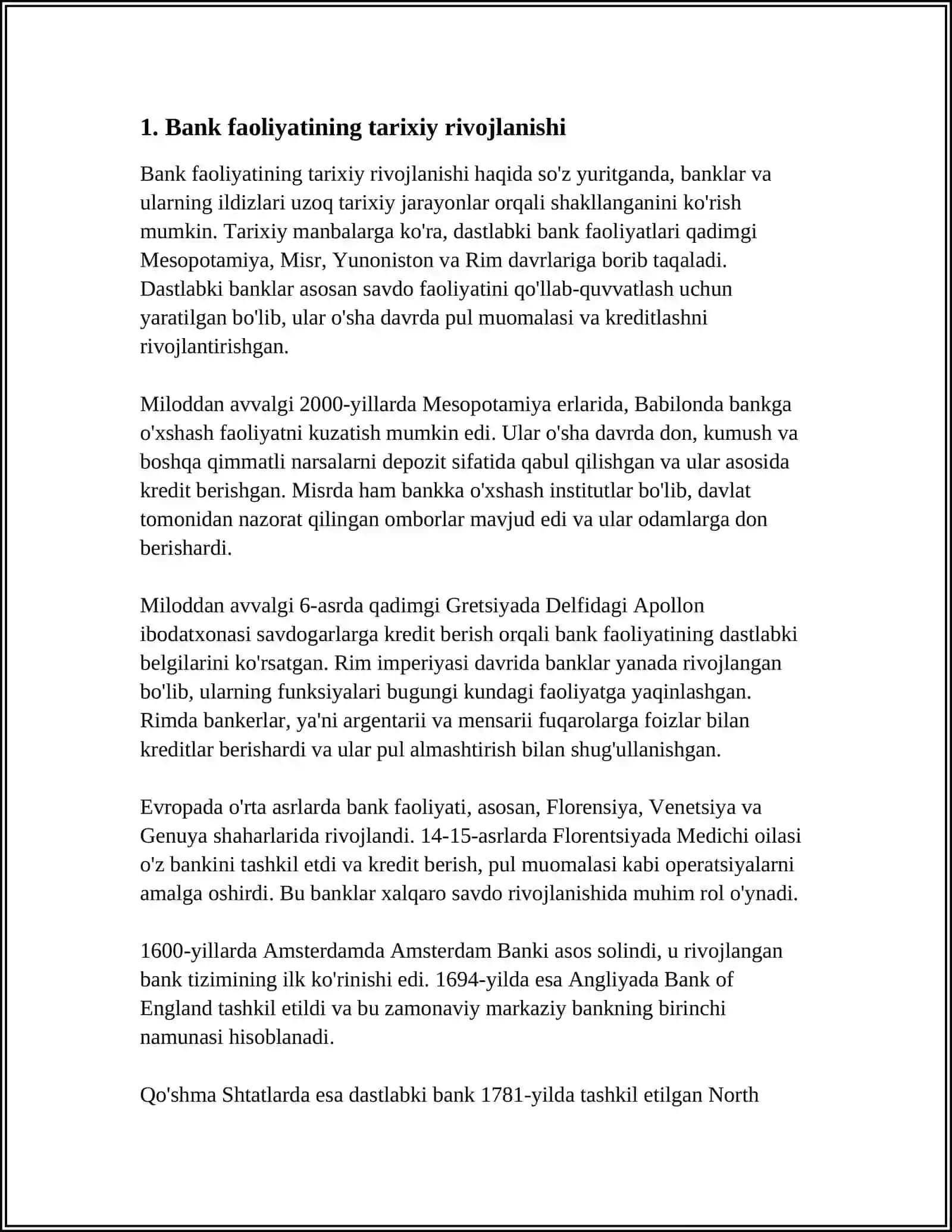 BANK FAOLIYATINING PAYDO BO'LISHI, RIVOJLANISHI VA IQTISODIYOTDA TUTGAN O‘RNI 3