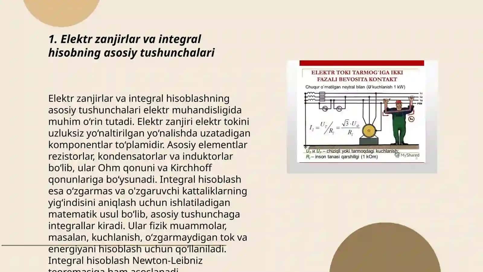 Elektr zanjirlar tahlilida integral hisob tatbiqlari 3