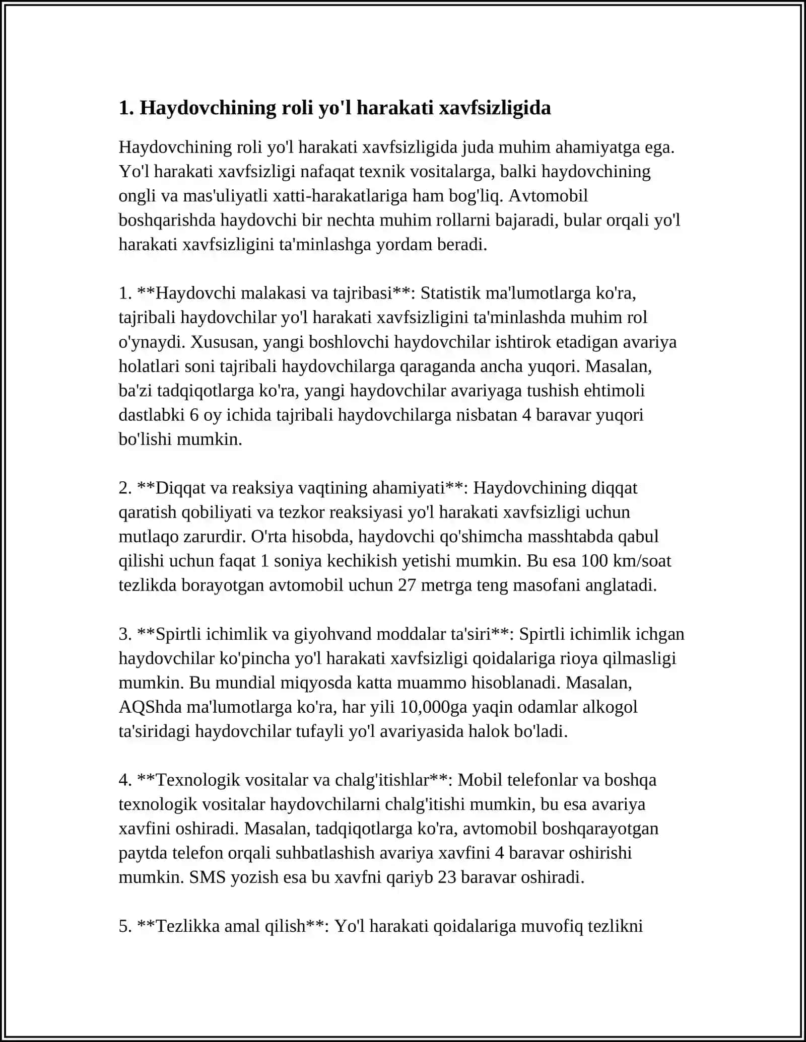 HAYDOVCHI VA UNING HARAKAT XAFSIZLIGINI TAMINLASHDAGI ORNI 3