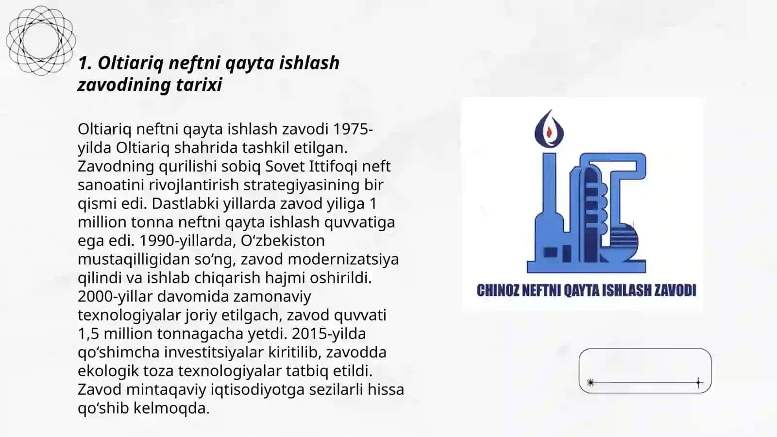 Oltiariq neftni qayta ishlash zavodi haqida malumot 3