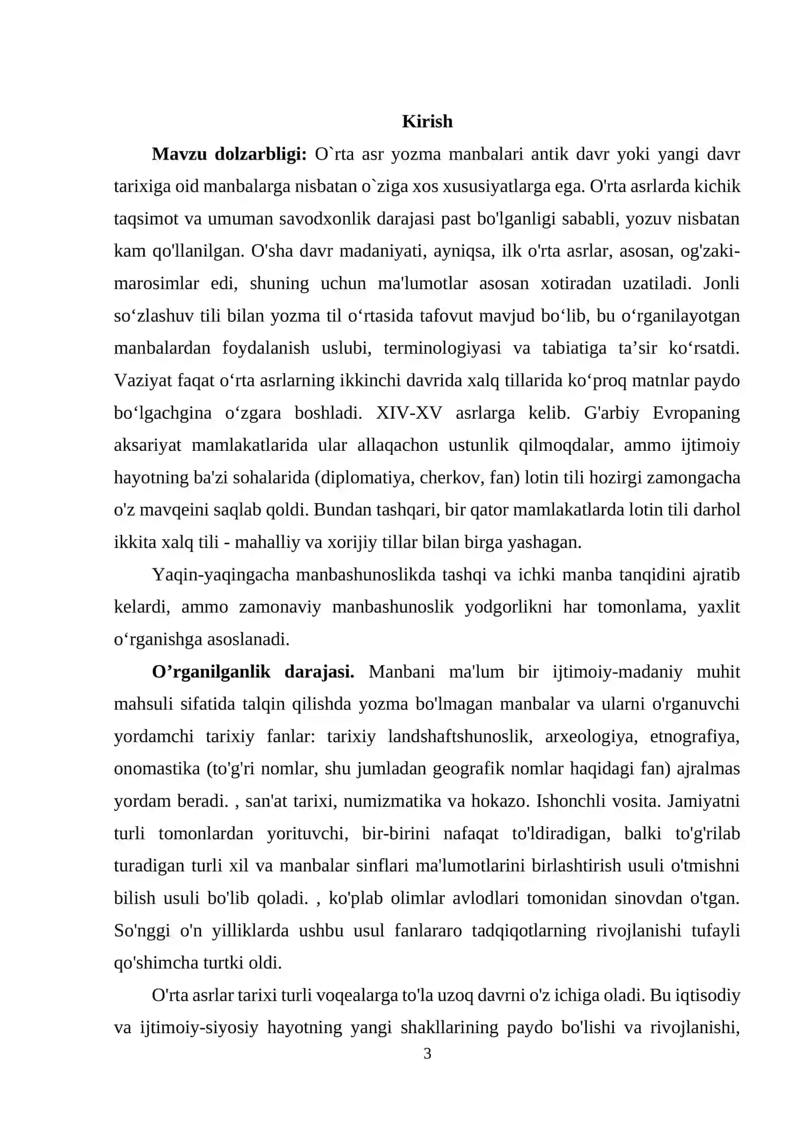 O`RTA OSIYONING IX-XV ASRLAR TARIXIGA OID YOZMA MANBALAR 3