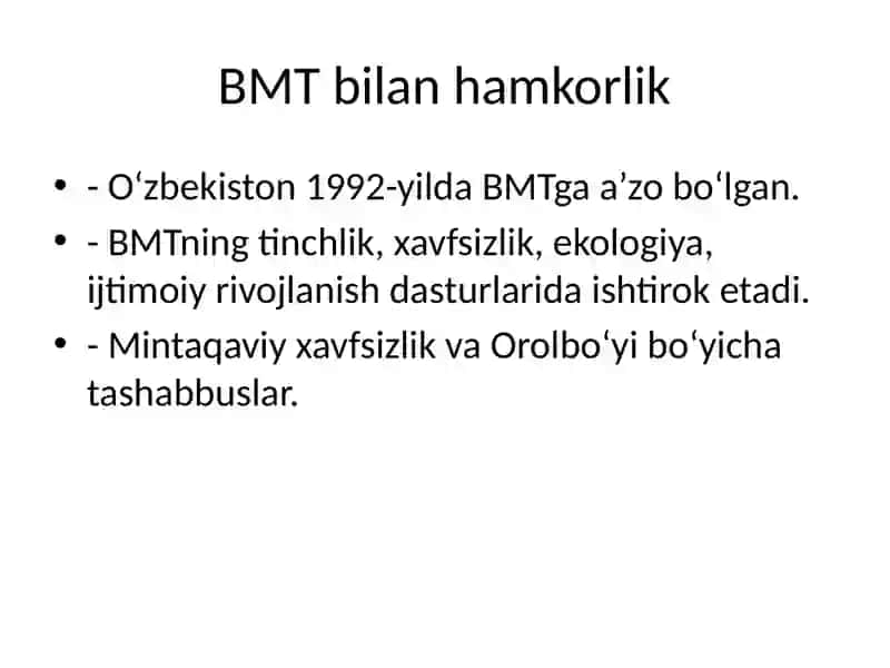 O‘zbekistonning xalqaro tashkilotlar bilan hamkorligi 3
