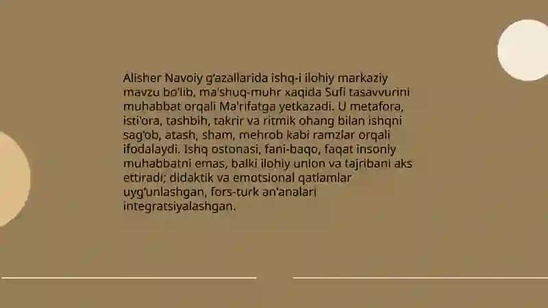 Alisher Navoiy g‘azallarida tasavvufiy obrazlar va ularning badiiy talqini Laylo Xudoyberganova 3