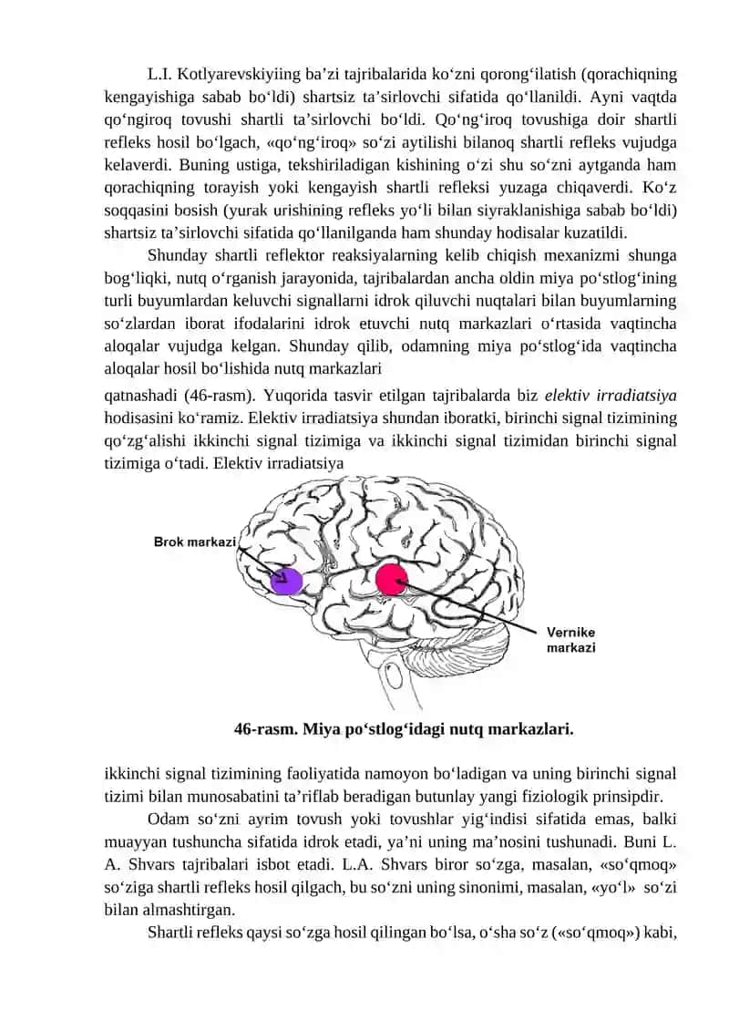 OLIY NERV FAOLIYATINING YOSHLIK XUSUSIYATLARI. BIRINCHI VA IKKINCHI SIGNAL SISTEMALARI 3