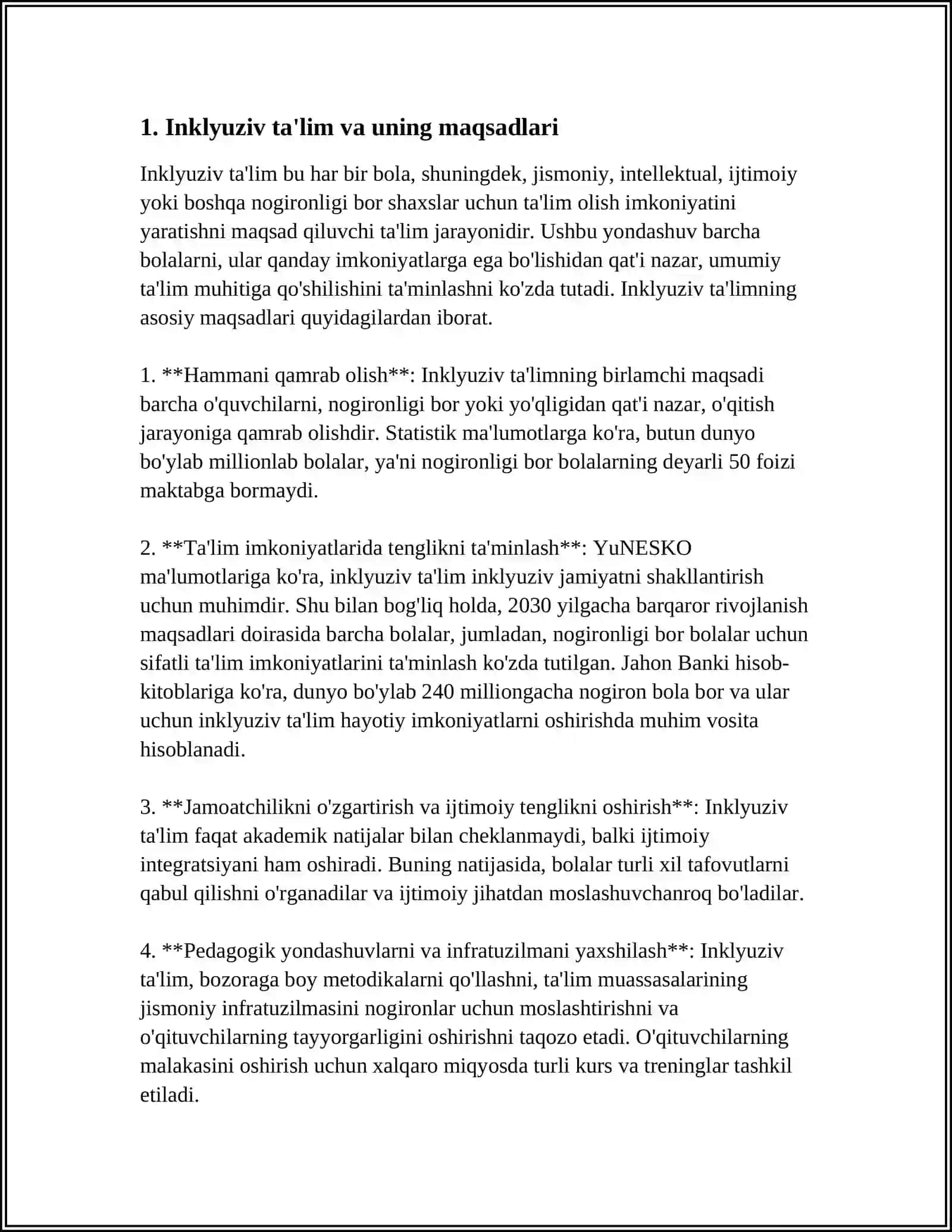 INKLYUZIV TA'LIMNI TASHKIL ETISHDA PEDAGOGLARNING ROLI VA VAZIFALARI MARLEE MATLIN 3