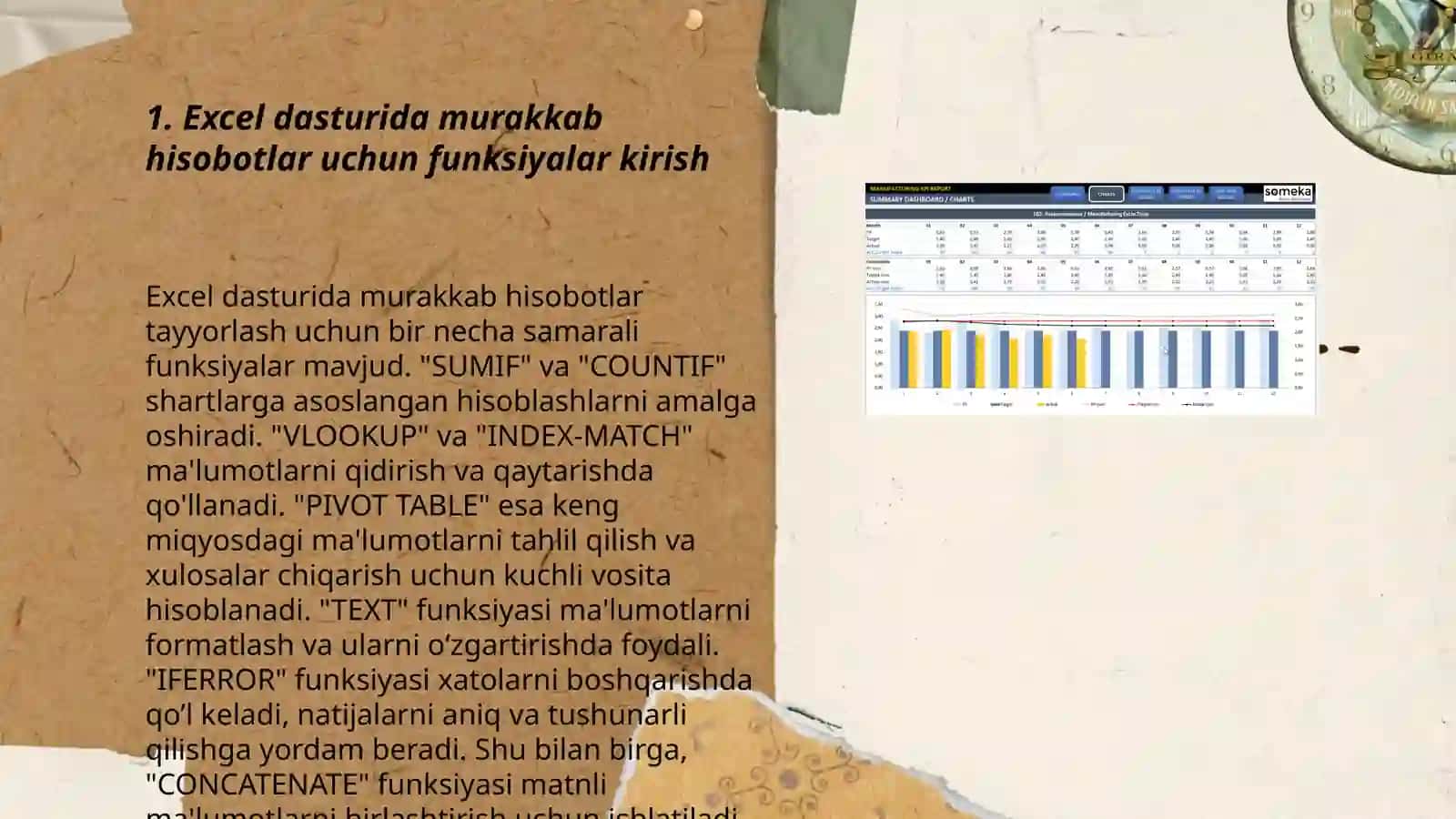 Excel dasturida funksiyalardan foydalanib murakkab hisobotlar tashkil qilish 3