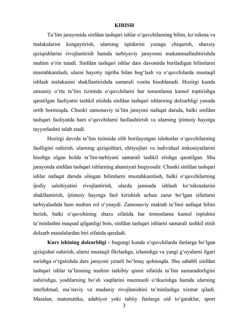 Sinfdan tashqari ishlarning turlari va ularni tashkil etish usullari 3