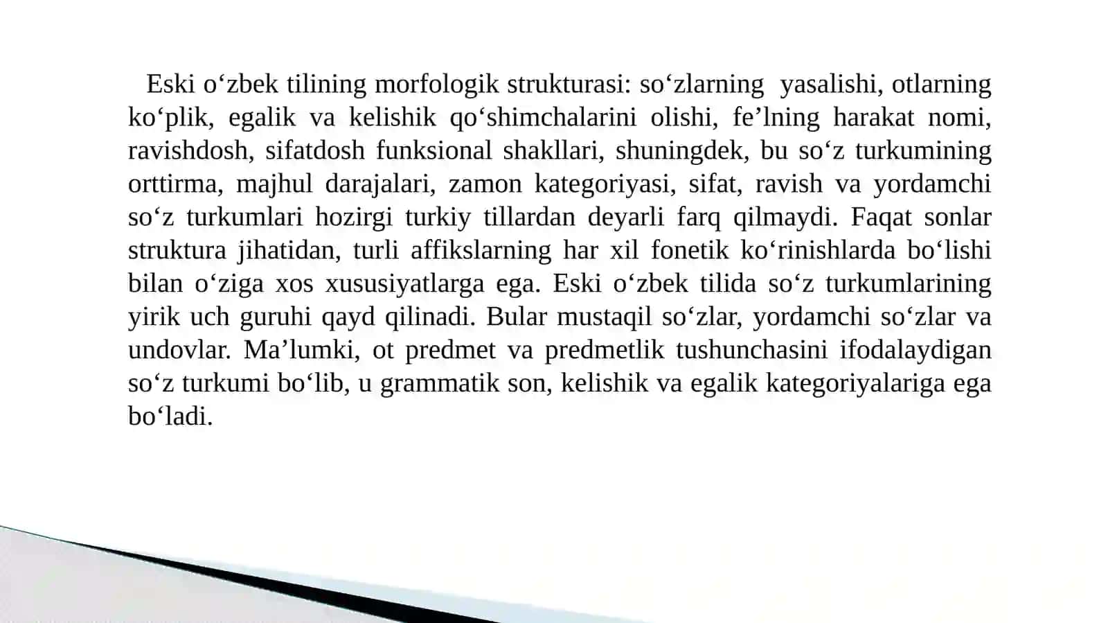 Eski o‘zbek tilida ot so‘z turkumi 3