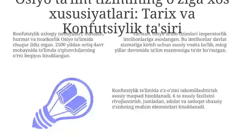 Osiyo ta'lim tizimining o'ziga xos xususiyatlari: Tarix va Konfutsiylik ta'siri 3