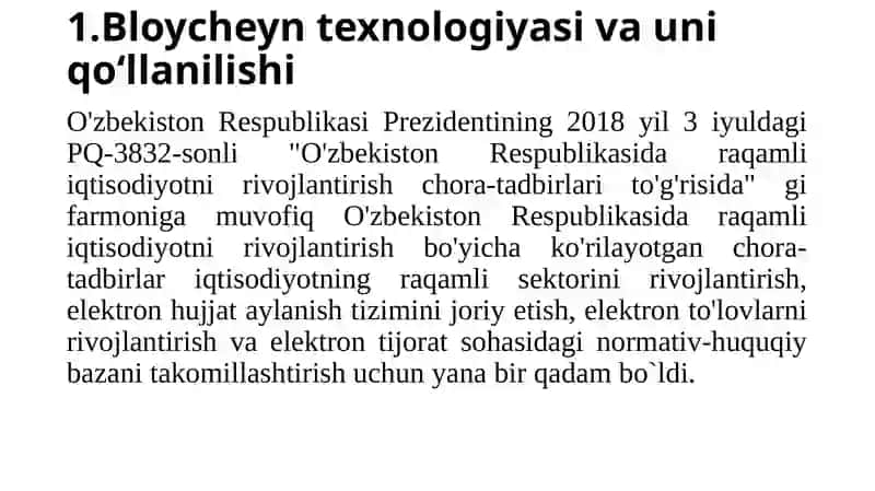 Blokcheyn texnologiyasi va undan foydalanish yo‘llari. 3