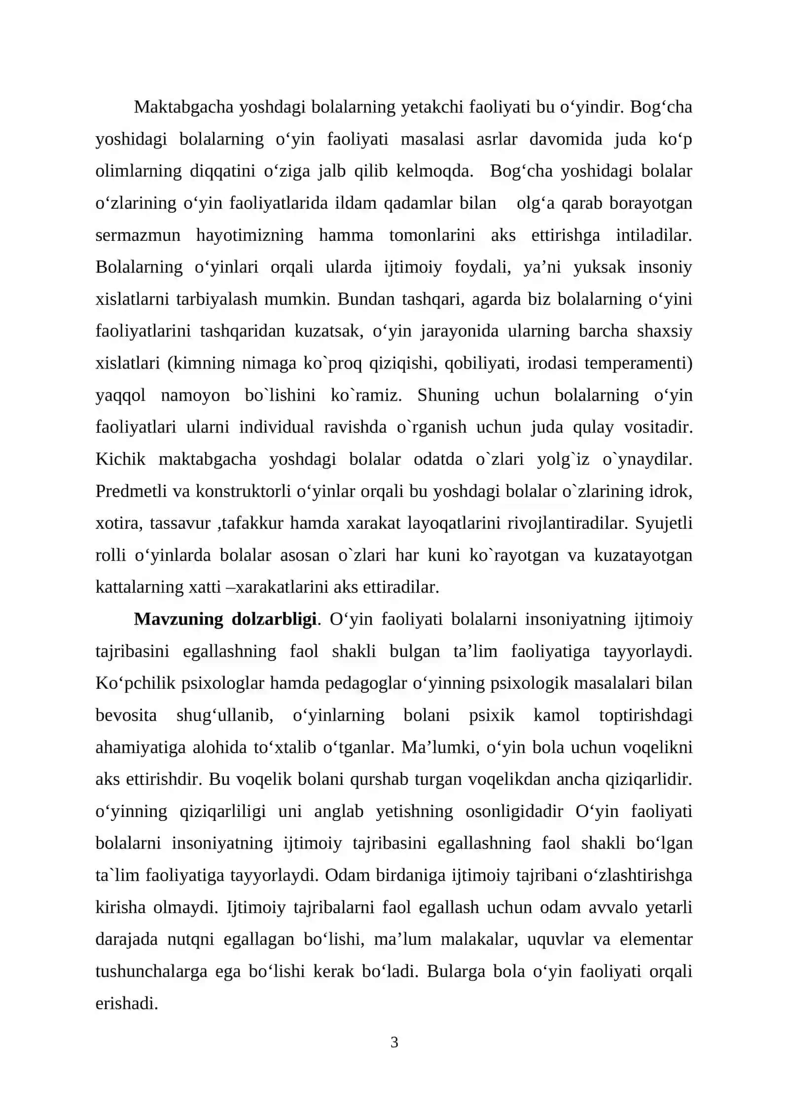Bolada o`yin motivatsiyasining rivojlanishi 3