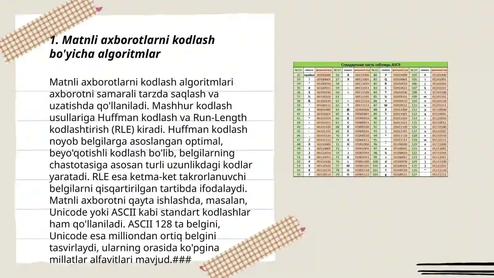 Matnli axborotlarni kodlash bo'yicha algoritmlar 3