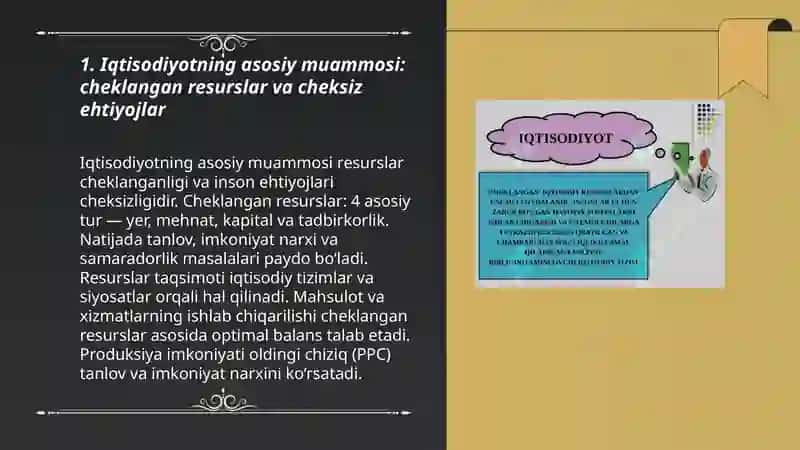 IQTISODIYOTNING BOSH MUAMMOSI VA IQTISODIY TANLOVLAR 3