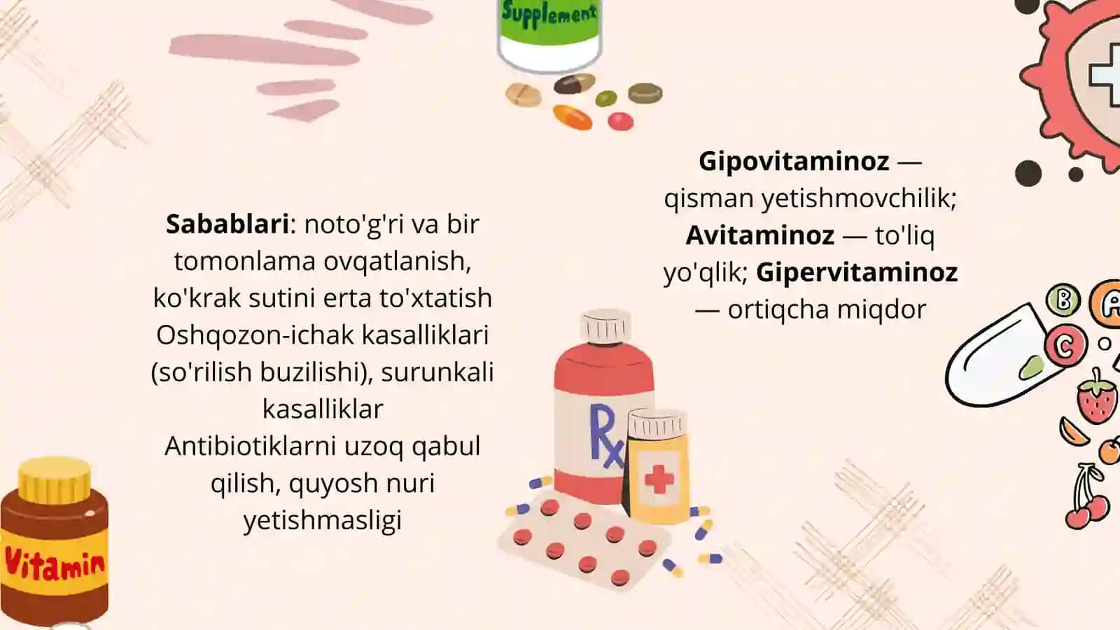 Bolalarda gipovitaminozlar va ularning profilaktikasi — 11 betlik tibbiy prezentatsiya 3