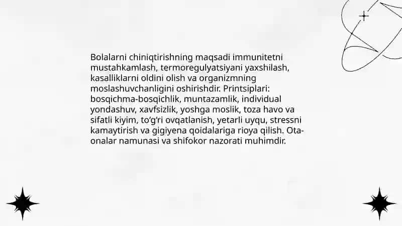 Bolalarni chiniqtirish usullari 3