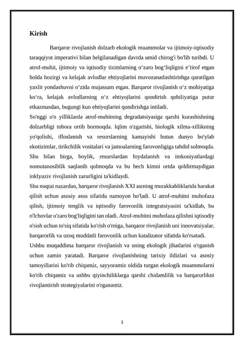 BARQAROR RIVOJLANISH VA UNING EKOLOGIK JIHATLARI 3