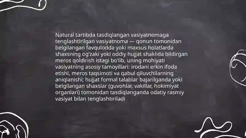 Natural tartibda tasdiqlangan vasiyatnomaga tenglashtirilgan vasityatnoma 3