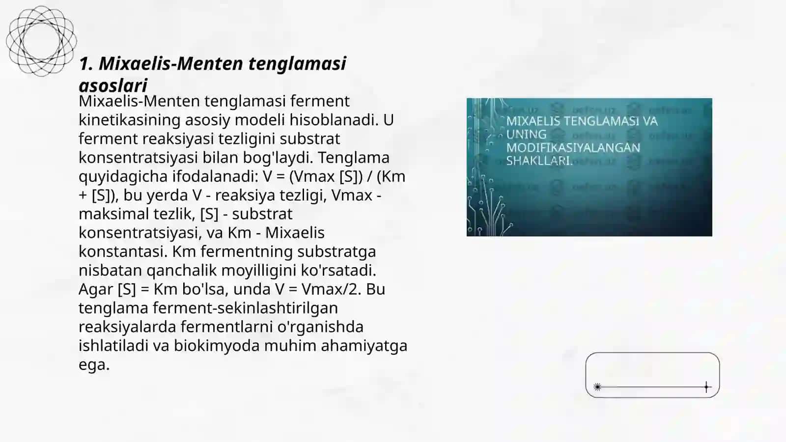 Mixaelis tenglamasi va uning modifikatsiyalangan shakllari 3