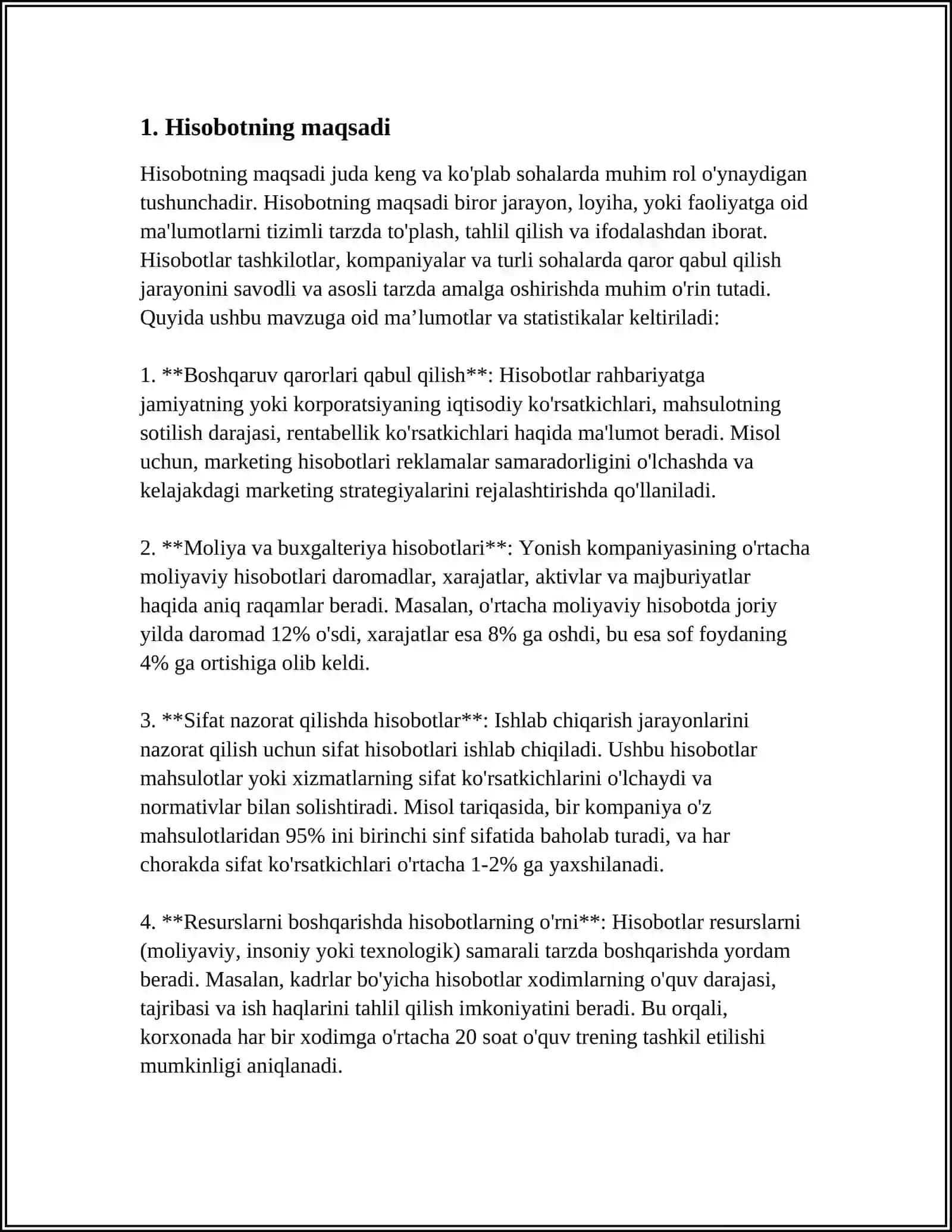 HISOBOTNING ZARURIY QISMLARI HAQIDA OʻQIB OʻRGANISH 3
