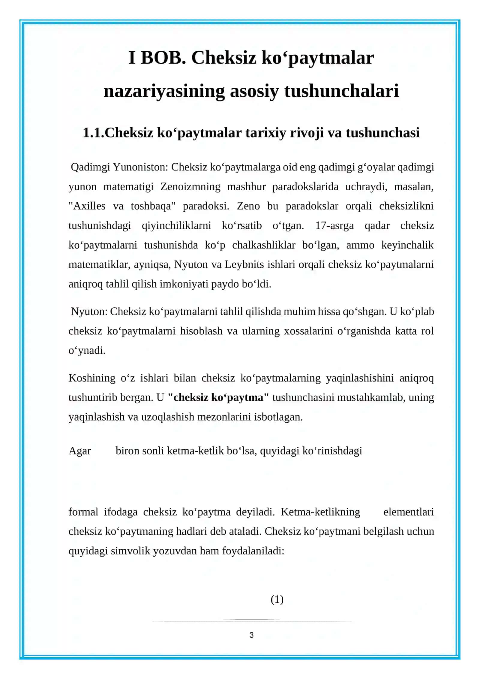 cheksiz koʻpaytmalar 3