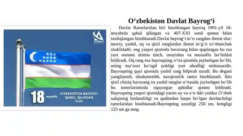 O`zbekiston Respublikasi davlat ramzlarining qabul qilinishi. 3