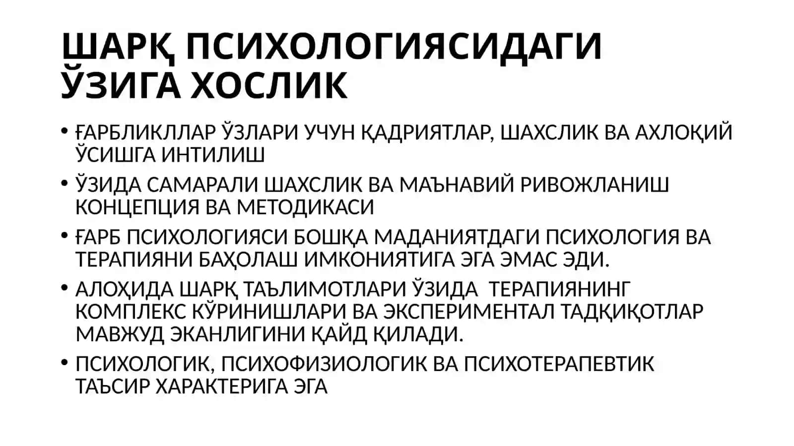 Шарқ Психологиясида Шахс Муаммоси 3
