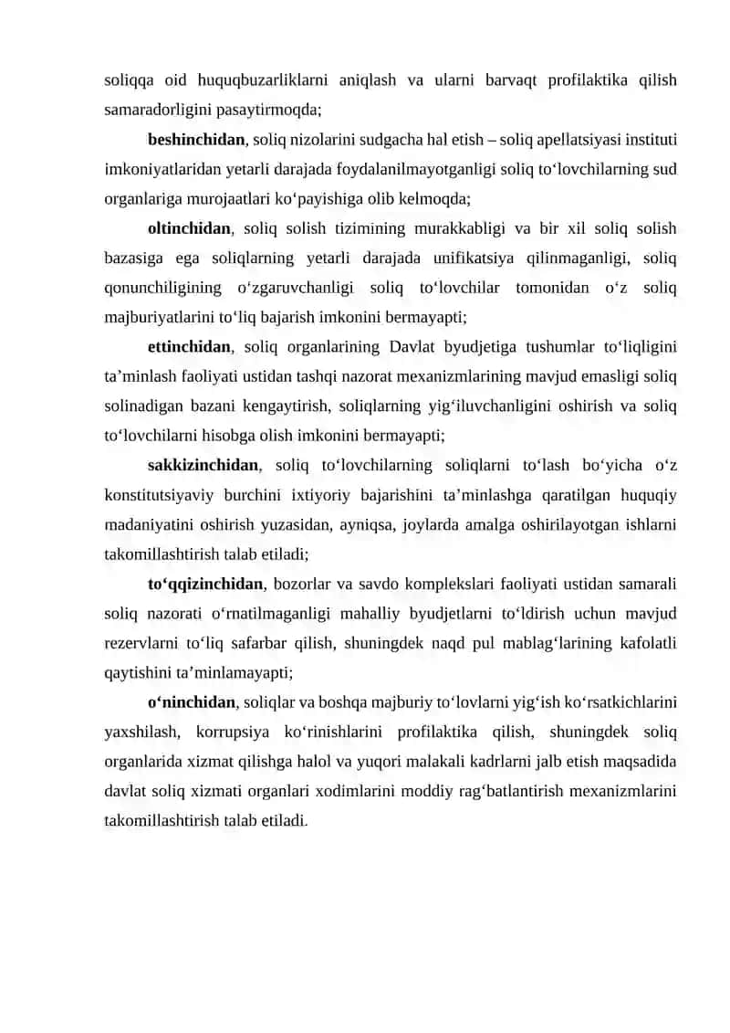 Soliq majburyatlari va soliq yukini izchillik bilan kamaytirish tizimi 3