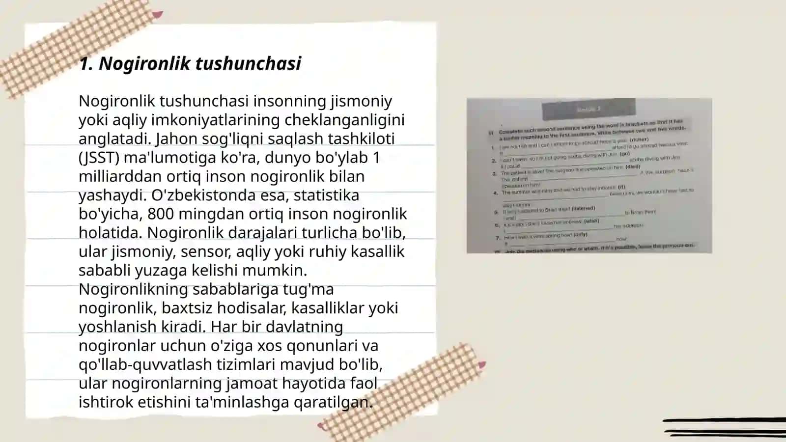 Nogironlik Toifalari Xaqida To'liq Ma'lumot Abdusatorova Maftuna 3