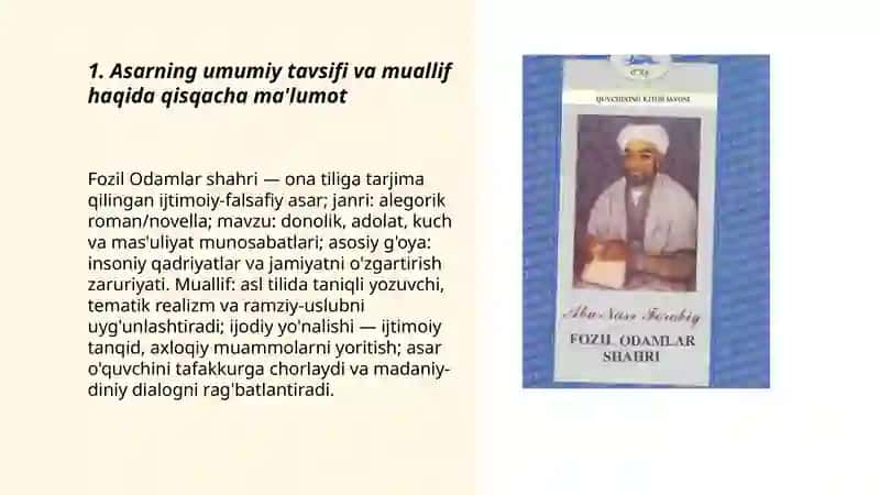 Fozil Odamlar shahri asaridan ona tili da slayd Oʻzbekcha tarjimasida 3
