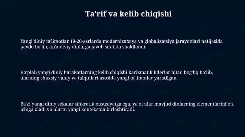 Yangi diniy ta'limotlar va sektalar 3