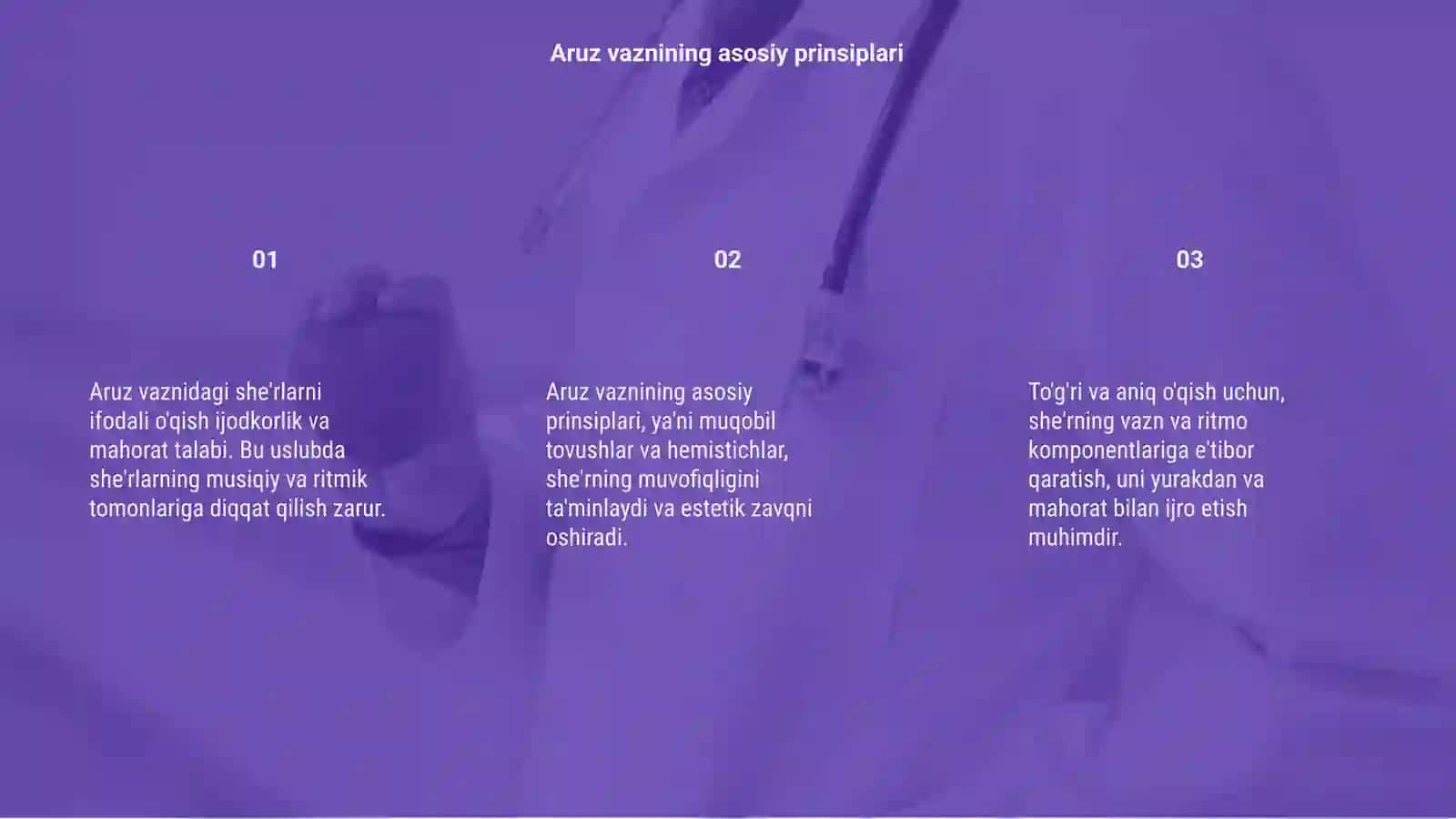 Aruz vaznidagi she'rlarni ifodali o'qish 3