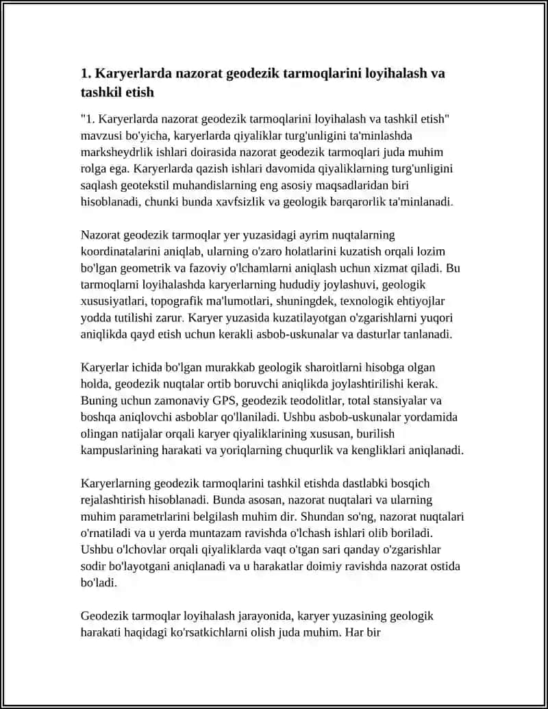 KARYERLARDA QIYALIKLAR TURGʻUNLIGINI TAMINLASHDA MARKSHEYDRLIK ISHLARI 3