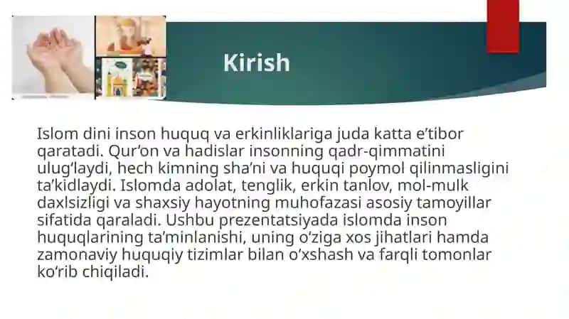 Islomda inson huquq va erkinliklarini ta'minlanishining o'ziga xos jihatlari 3