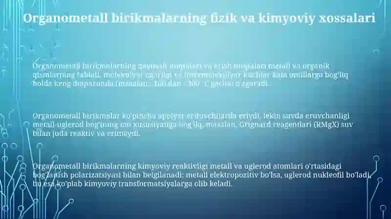 Metallorganik birikmalar va propargil spirti 3