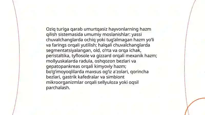 Oziq turiga qarab hazm qilish sistemasining moslanishlari 3
