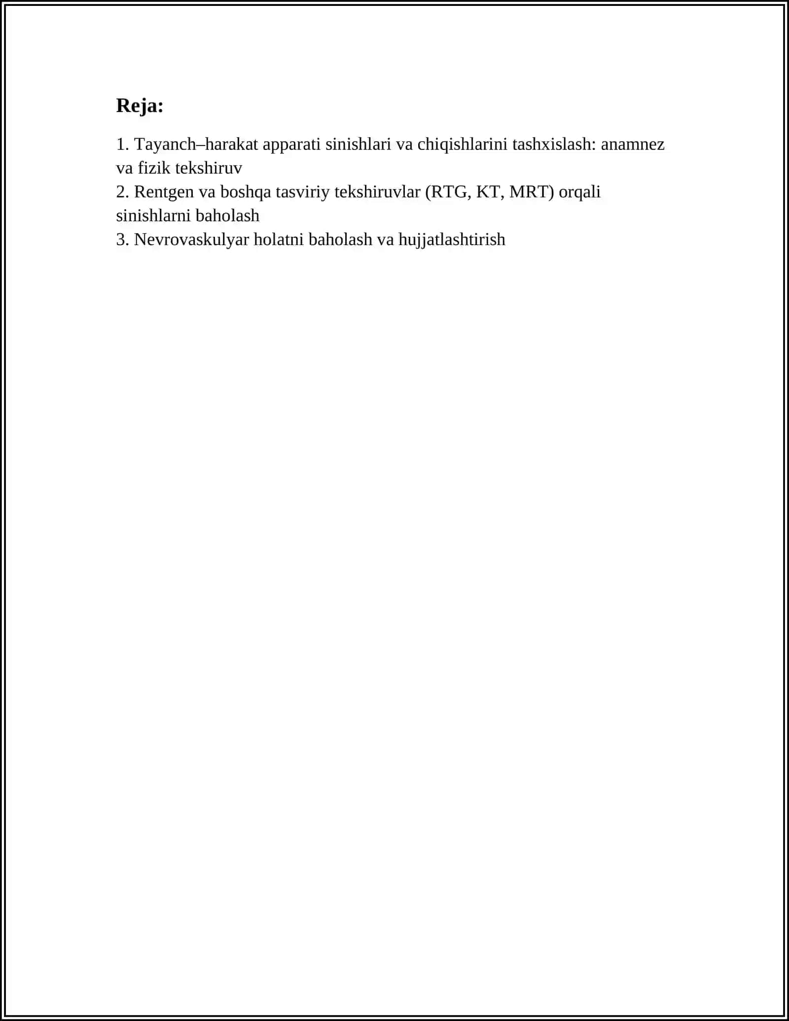 TAYANCH–HARAKAT APPARATI SINISHLARI VA CHIQISHLARINI TASHXISLASH 3