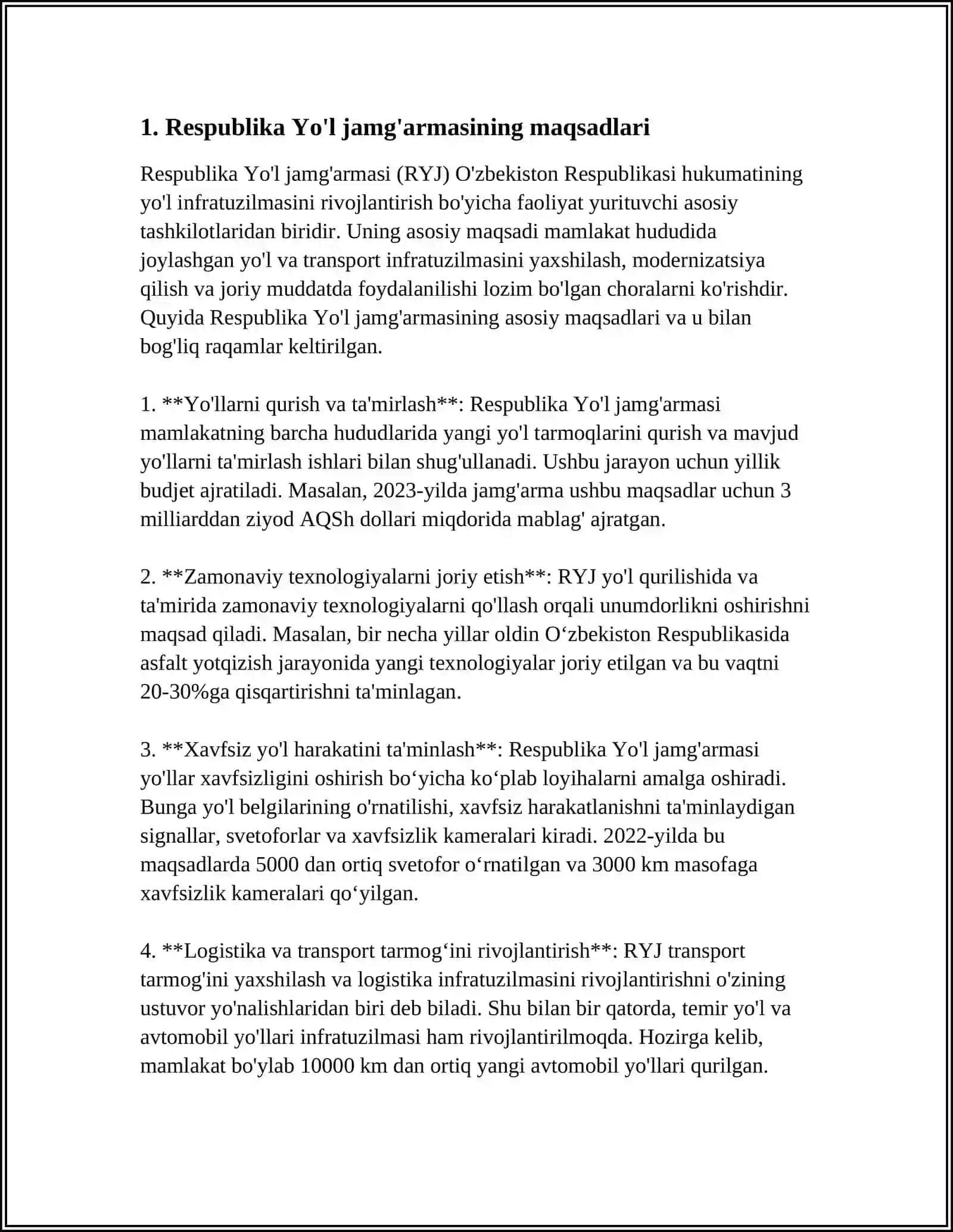 O'ZBEKISTON RESPUBLIKASI MOLIYA VAZIRLIGI HUZURIDAGI RESPUBLIKA YO‘L JAMG‘ARMASI 3