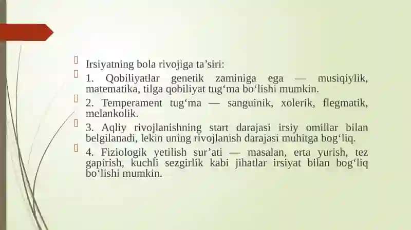 Irsiyat, muhit va bola rivoji. Bolaning sotsiumda rivojlanishi 3