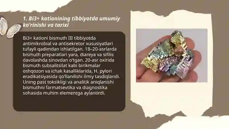 Bi+3 kationini tibbiyotda qoʻllanilishi va analitik reaksiyalari 3