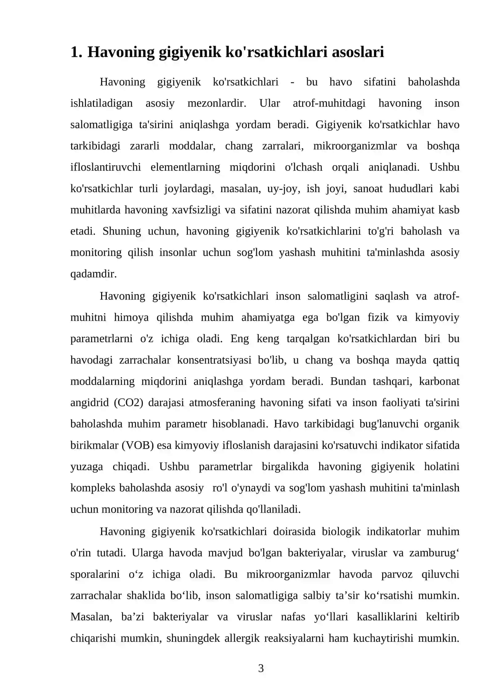 Havoning gigiyenik ko'rsatkichlari 3
