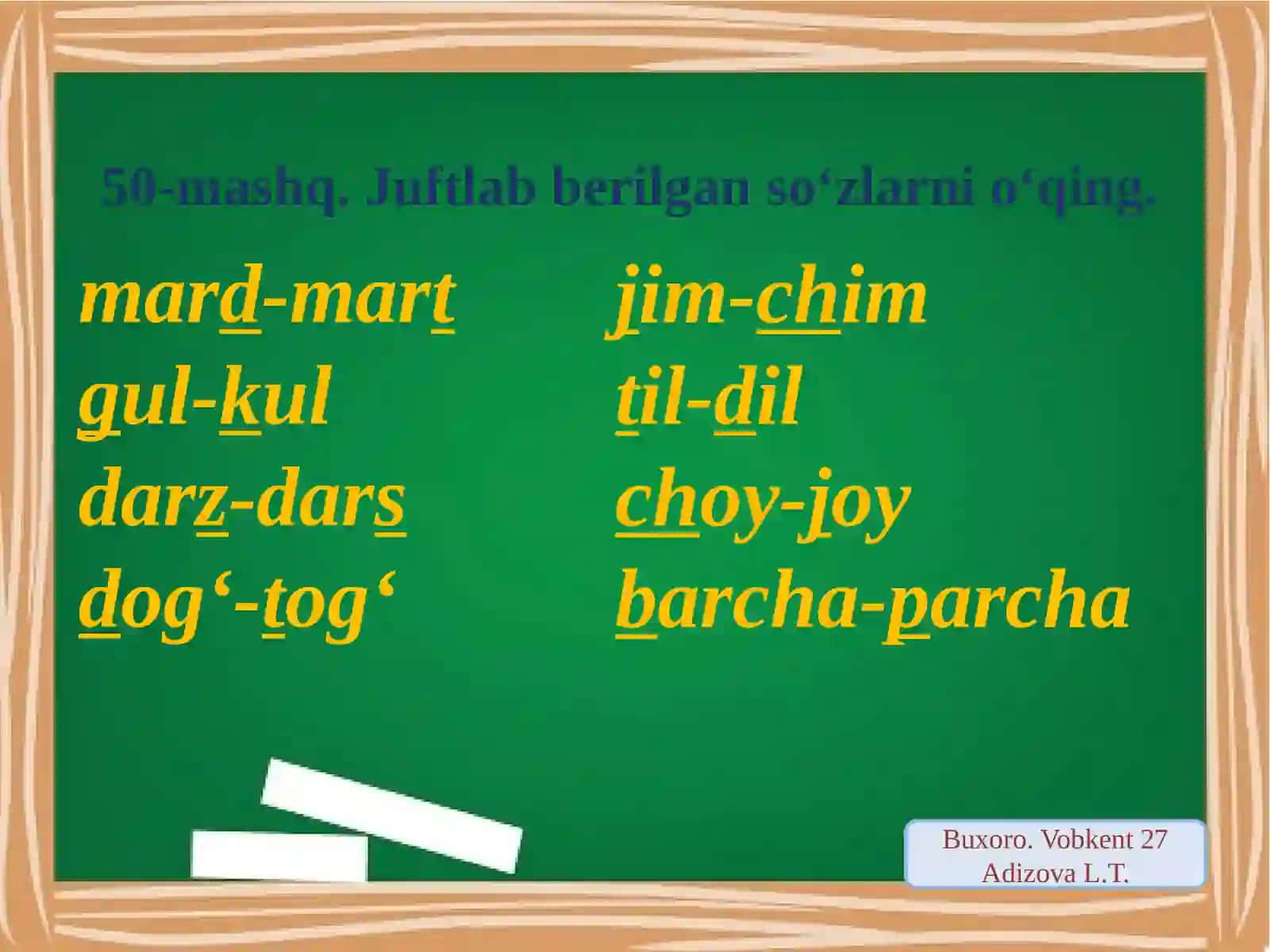 Jarangli va jarangsiz undoshlar (50-53-mashqlar) 3