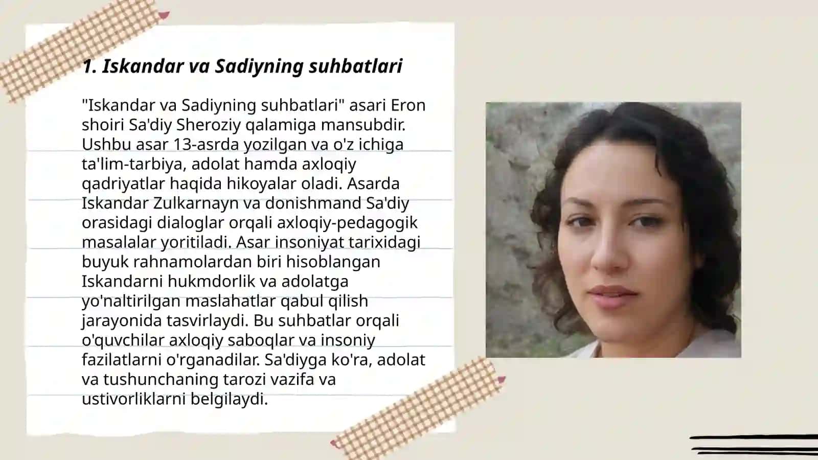 "Iskandar va Sadiyning suhbatlari" 3